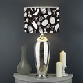 Blue And White Vegan Pattern Print Drum Lamp Shade