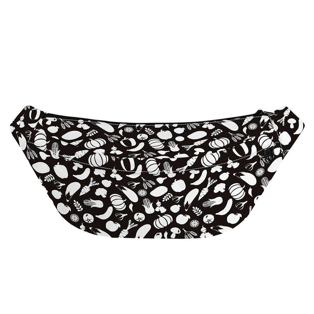 Blue And White Vegan Pattern Print Fanny Pack