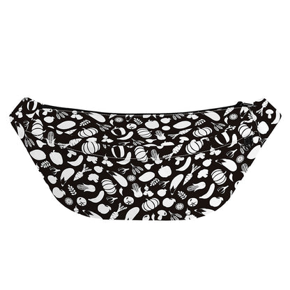 Blue And White Vegan Pattern Print Fanny Pack