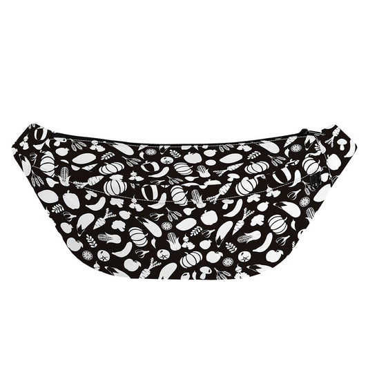 Blue And White Vegan Pattern Print Fanny Pack