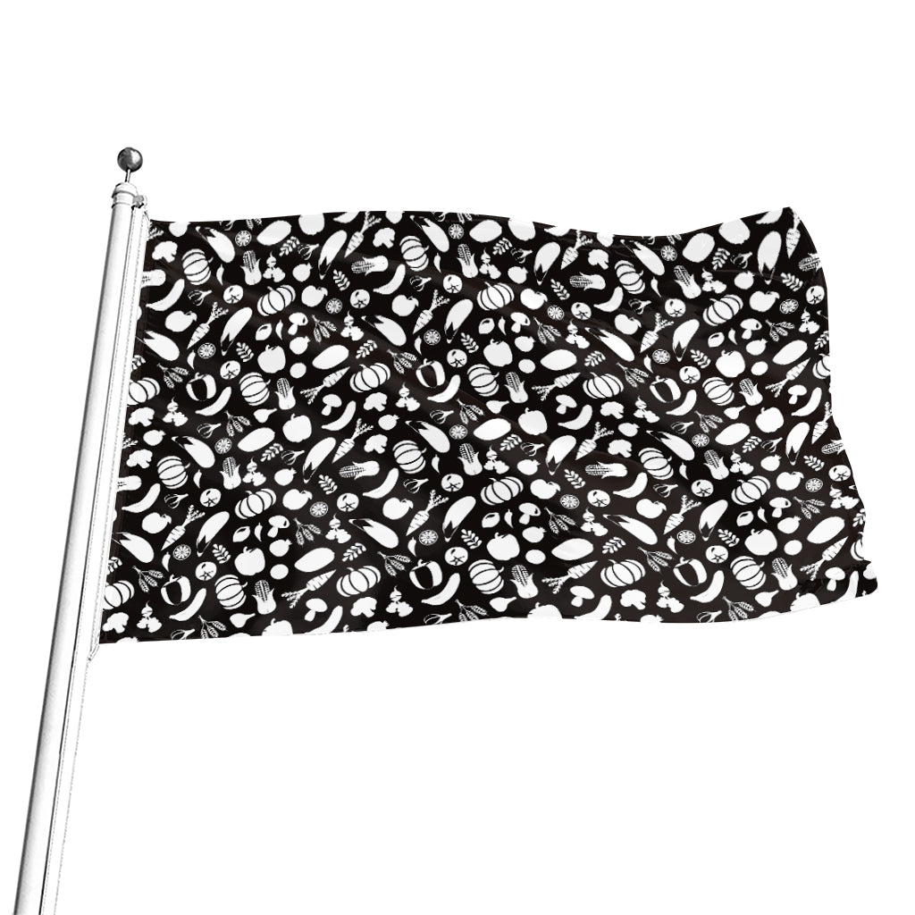 Blue And White Vegan Pattern Print Flag