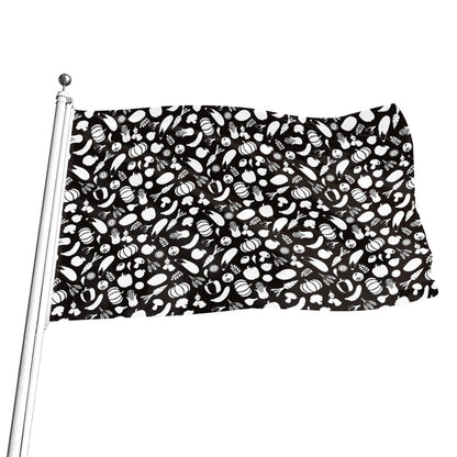 Blue And White Vegan Pattern Print Flag