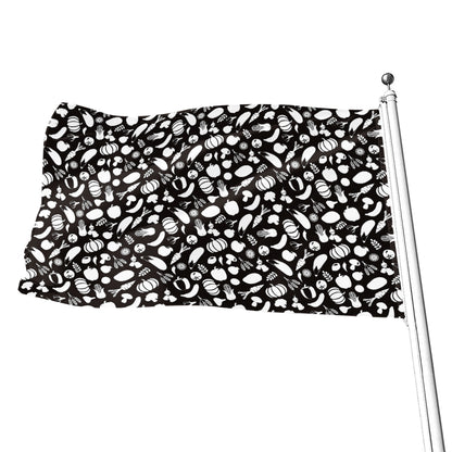 Blue And White Vegan Pattern Print Flag