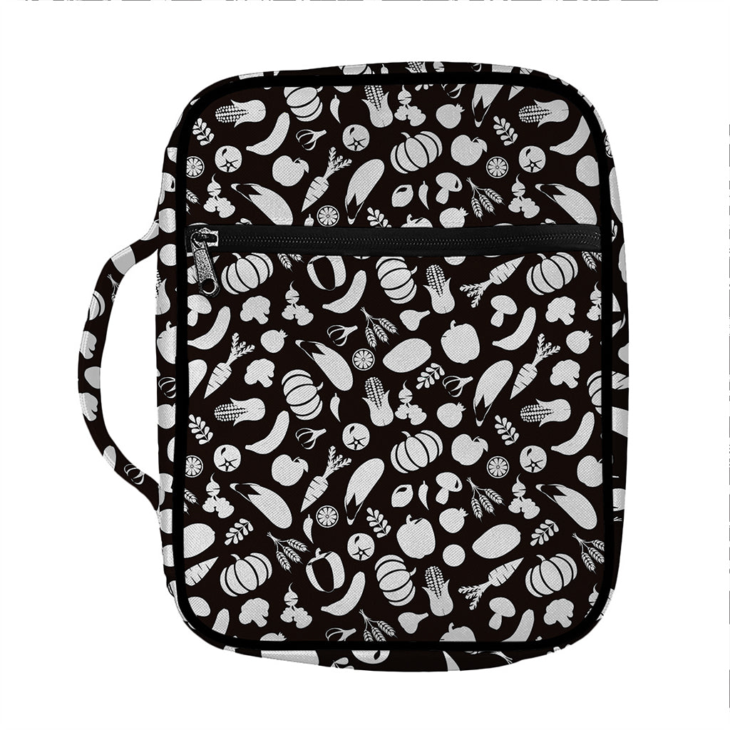 Blue And White Vegan Pattern Print Front Pocket Bible Bag