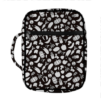 Blue And White Vegan Pattern Print Front Pocket Bible Bag