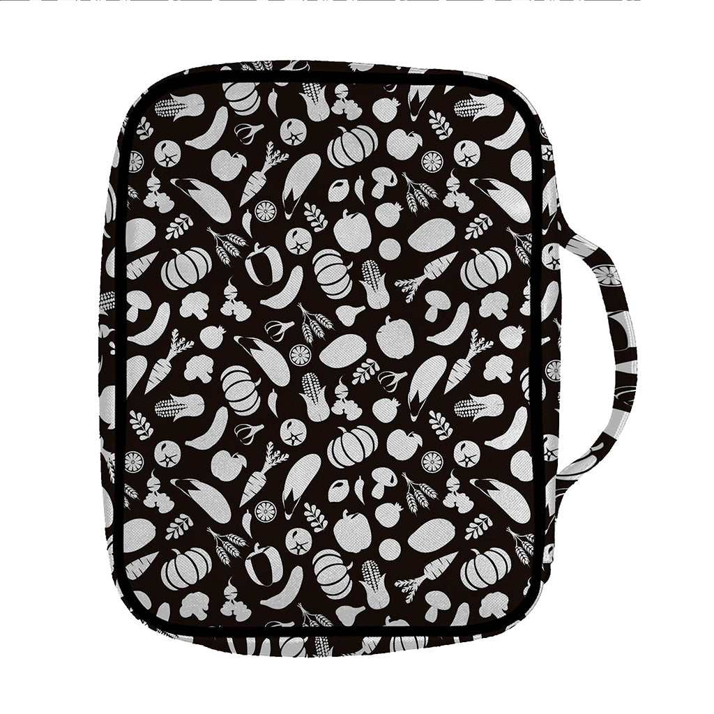 Blue And White Vegan Pattern Print Front Pocket Bible Bag