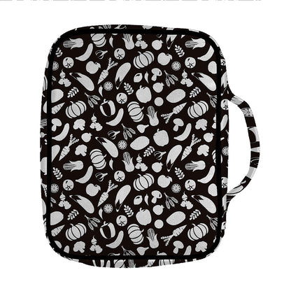 Blue And White Vegan Pattern Print Front Pocket Bible Bag
