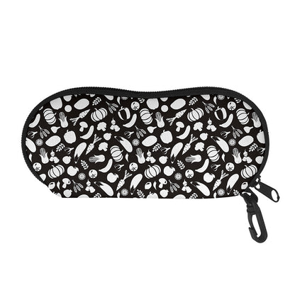Blue And White Vegan Pattern Print Glasses Case