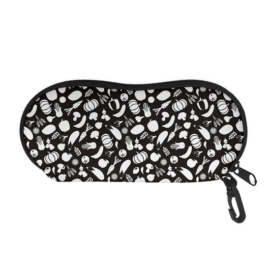 Blue And White Vegan Pattern Print Glasses Case