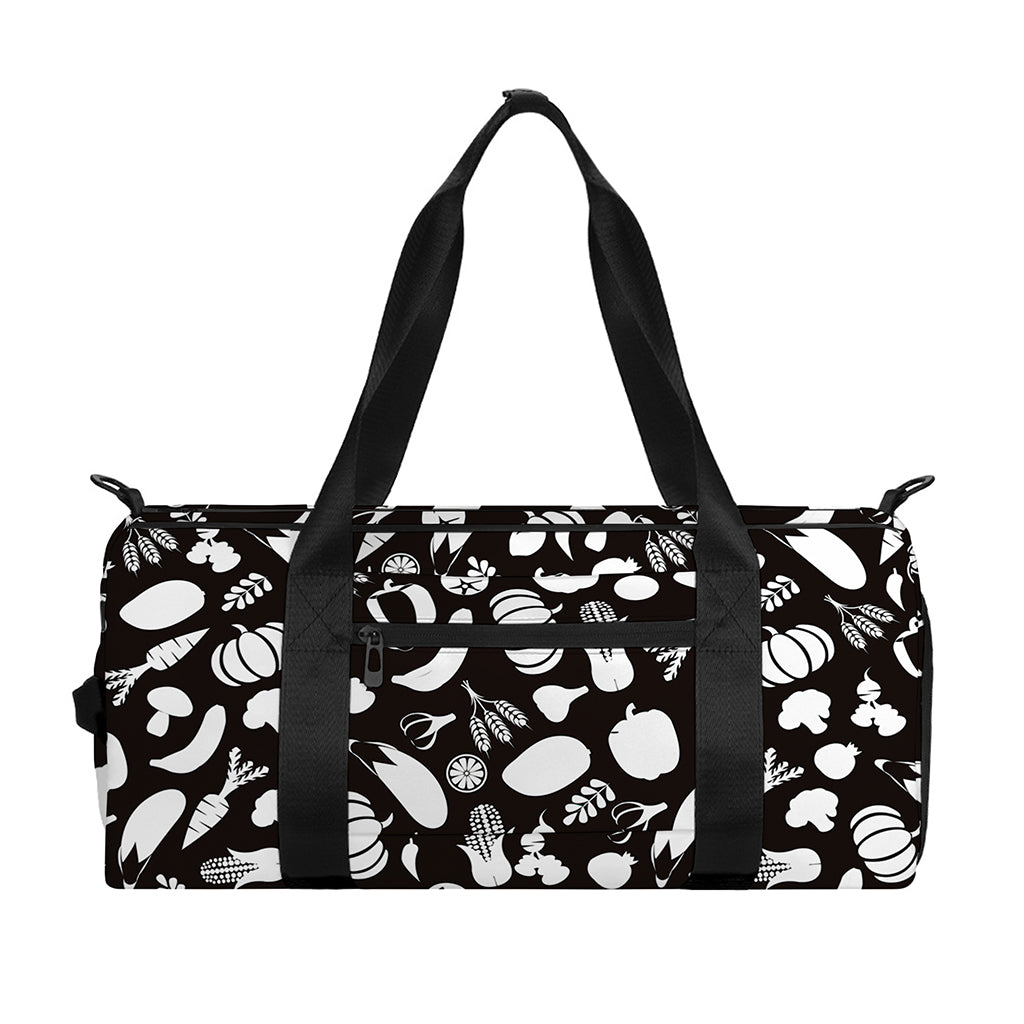 Blue And White Vegan Pattern Print Gym Bag