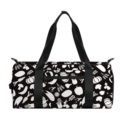Blue And White Vegan Pattern Print Gym Bag