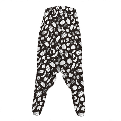 Blue And White Vegan Pattern Print Hammer Pants