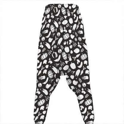 Blue And White Vegan Pattern Print Hammer Pants