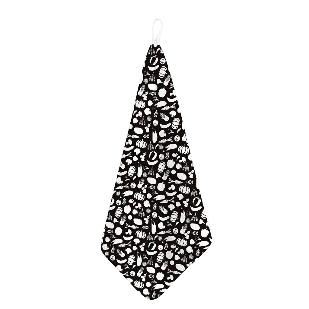 Blue And White Vegan Pattern Print Hand Towel