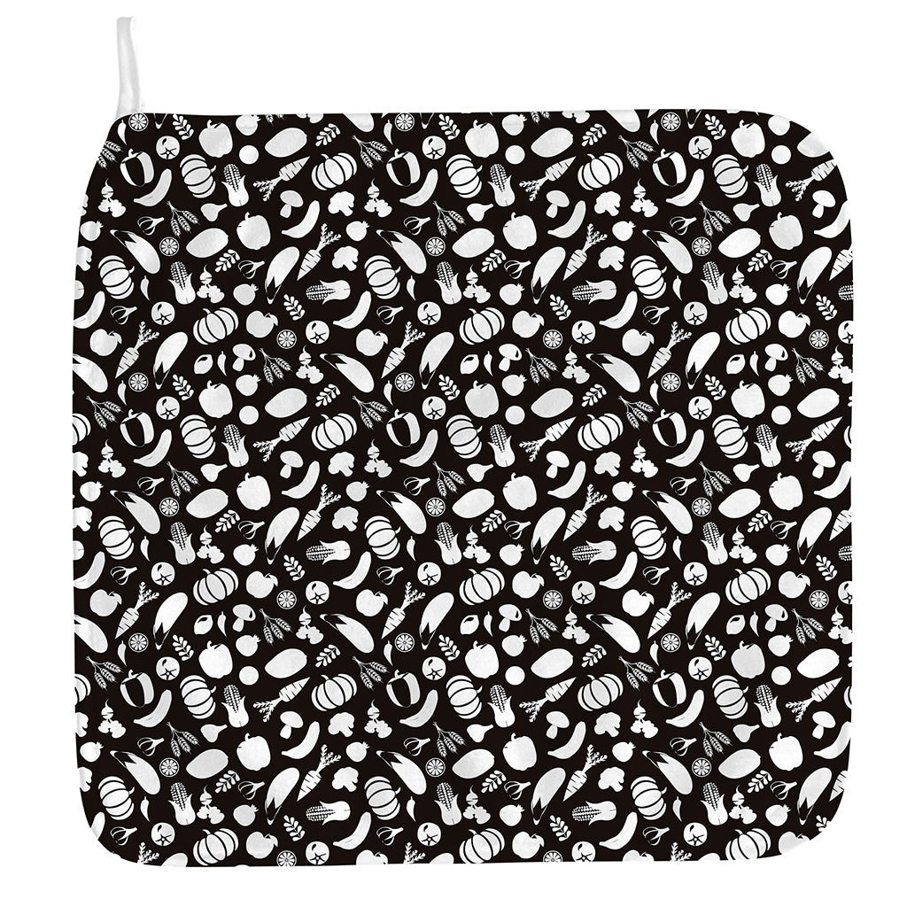 Blue And White Vegan Pattern Print Hand Towel