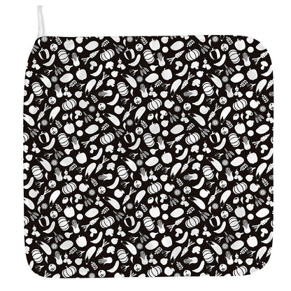 Blue And White Vegan Pattern Print Hand Towel