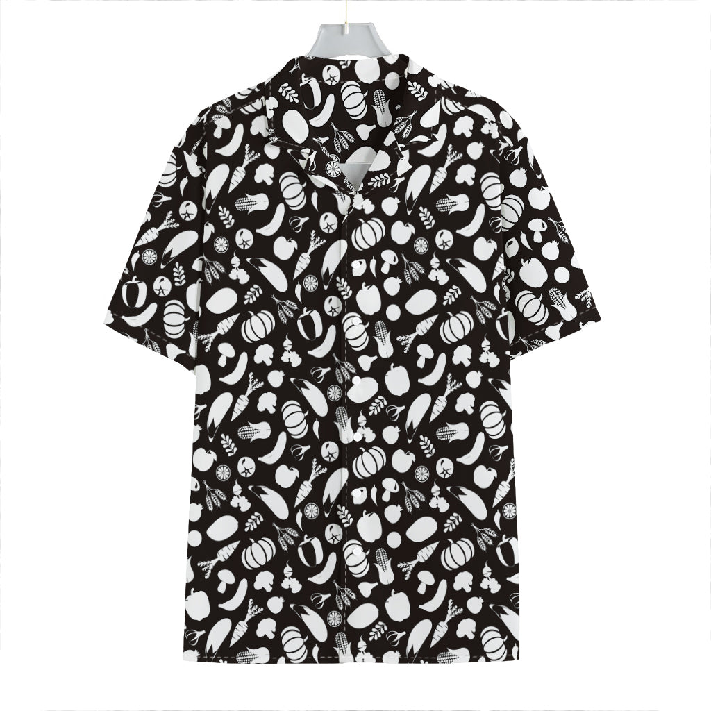 Blue And White Vegan Pattern Print Hawaiian Shirt