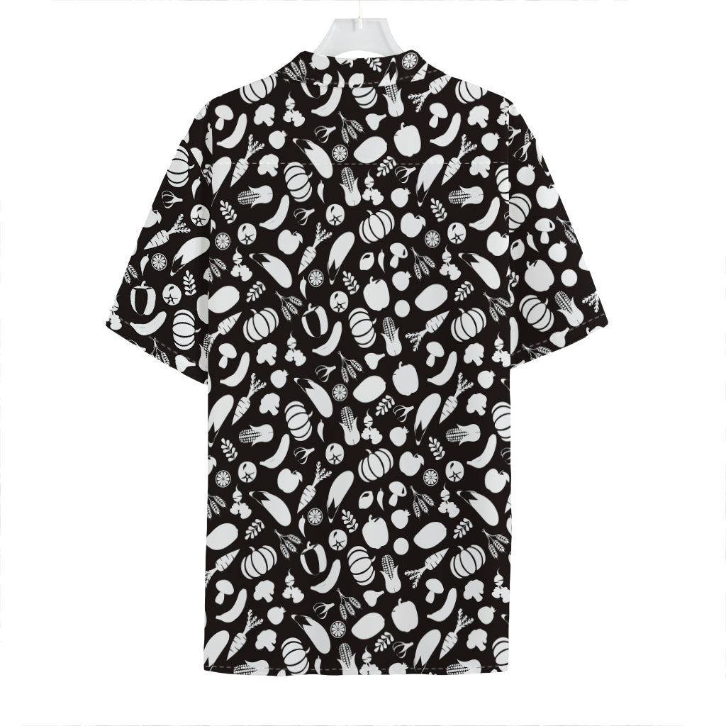 Blue And White Vegan Pattern Print Hawaiian Shirt
