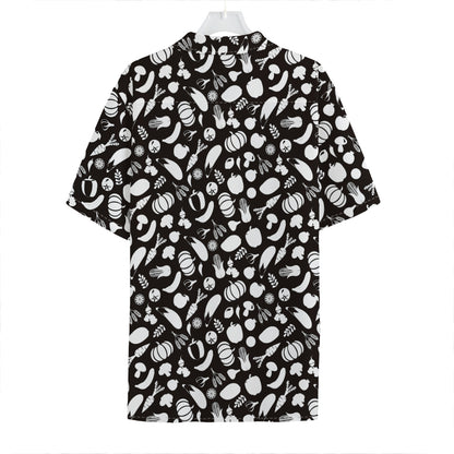 Blue And White Vegan Pattern Print Hawaiian Shirt