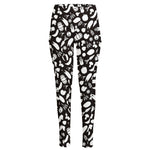 Blue And White Vegan Pattern Print High-Waisted Pocket Leggings