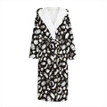 Blue And White Vegan Pattern Print Hooded Bathrobe