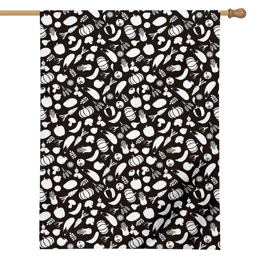 Blue And White Vegan Pattern Print House Flag