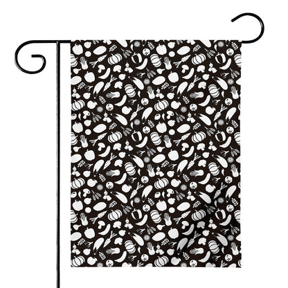 Blue And White Vegan Pattern Print House Flag