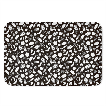 Blue And White Vegan Pattern Print Indoor Door Mat