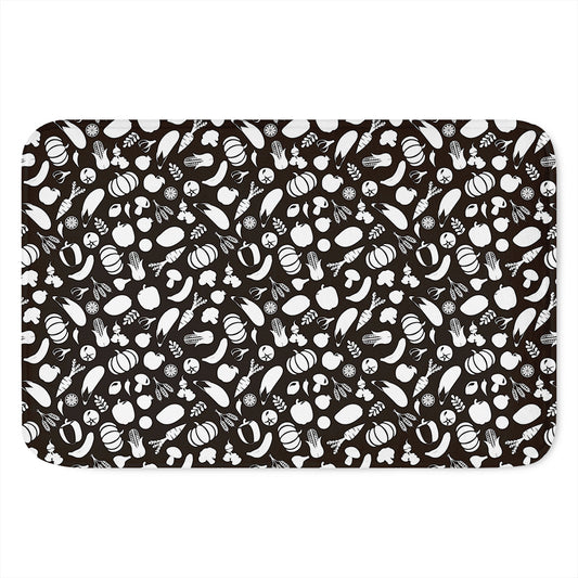 Blue And White Vegan Pattern Print Indoor Door Mat