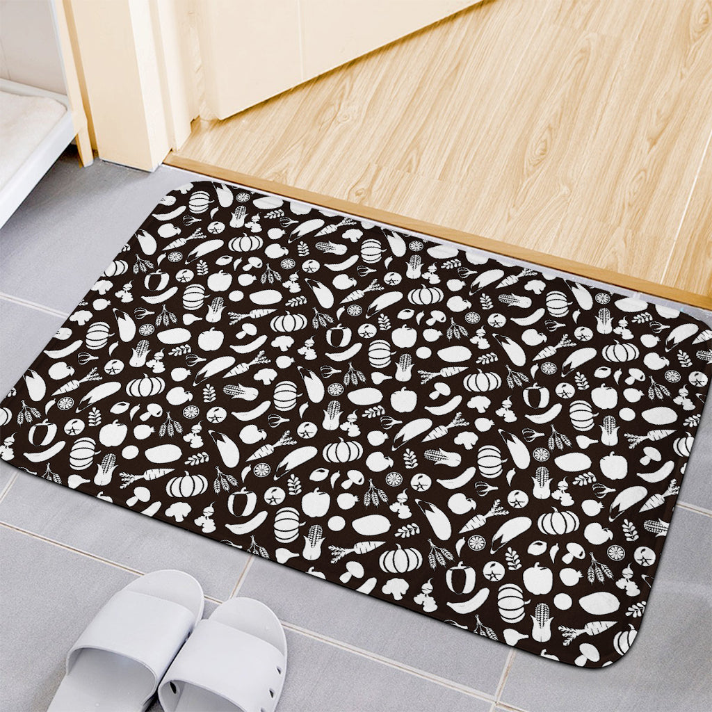 Blue And White Vegan Pattern Print Indoor Door Mat