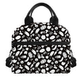Blue And White Vegan Pattern Print Insulated Lunch Bag