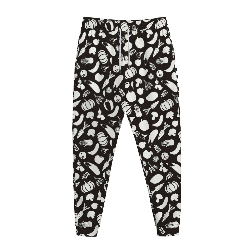 Blue And White Vegan Pattern Print Jogger Pants