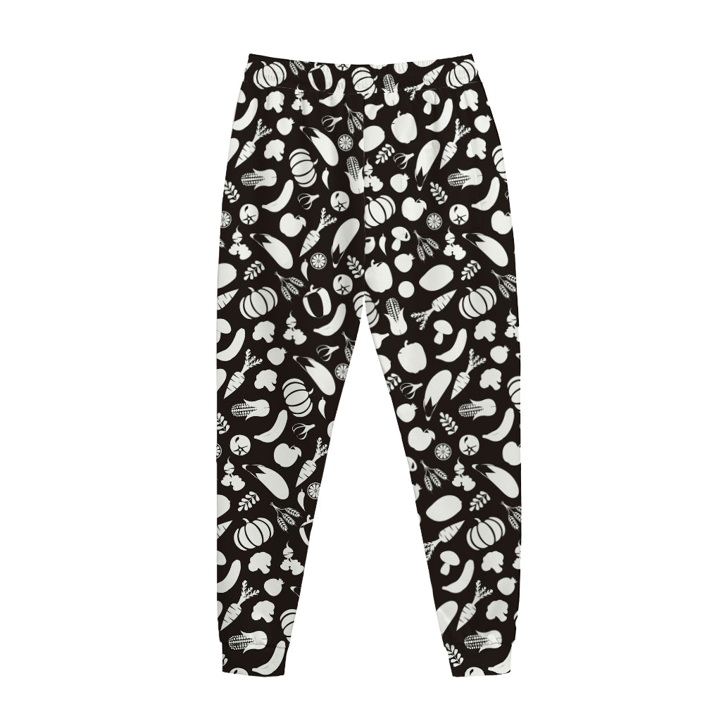 Blue And White Vegan Pattern Print Jogger Pants