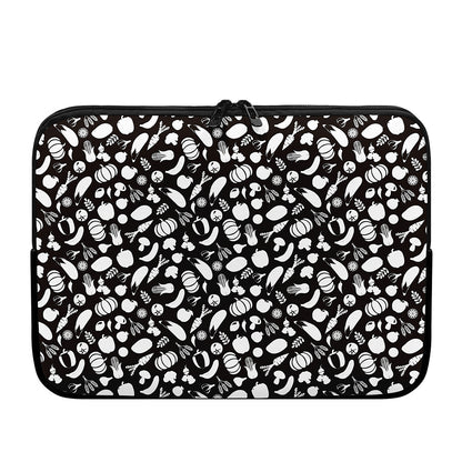 Blue And White Vegan Pattern Print Laptop Sleeve