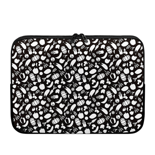 Blue And White Vegan Pattern Print Laptop Sleeve