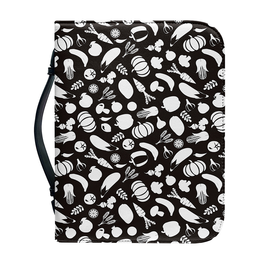 Blue And White Vegan Pattern Print Leather Bible Cover