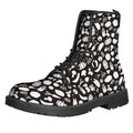 Blue And White Vegan Pattern Print Lace-Up Boots