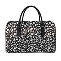 Blue And White Vegan Pattern Print Leather Duffel Bag