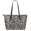 Blue And White Vegan Pattern Print Leather Tote Bag With Zipper