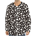 Blue And White Vegan Pattern Print Long Sleeve Baseball Jersey