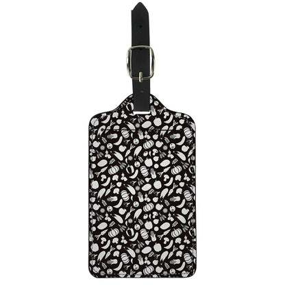 Blue And White Vegan Pattern Print Luggage Tag