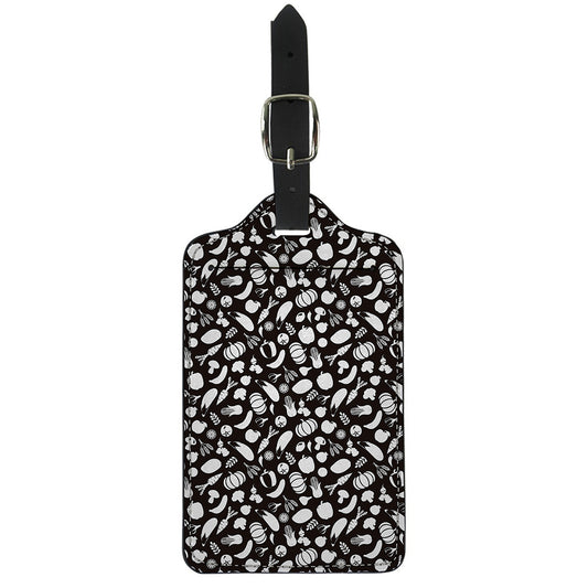 Blue And White Vegan Pattern Print Luggage Tag