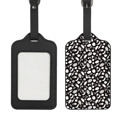 Blue And White Vegan Pattern Print Luggage Tag