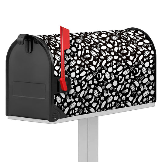 Blue And White Vegan Pattern Print Mailbox Cover