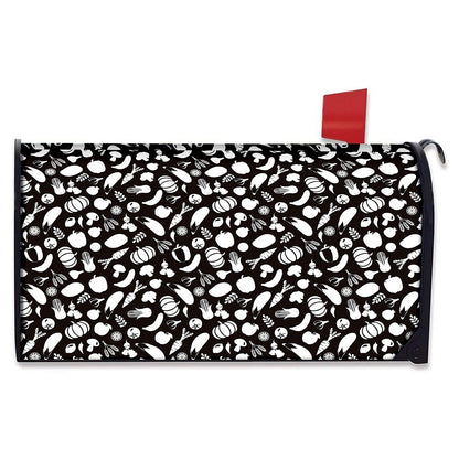 Blue And White Vegan Pattern Print Mailbox Cover