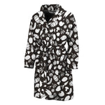 Blue And White Vegan Pattern Print Men's Bathrobe