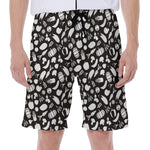 Blue And White Vegan Pattern Print Men's Beach Shorts