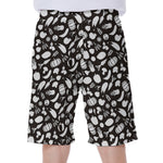 Blue And White Vegan Pattern Print Men's Beach Shorts