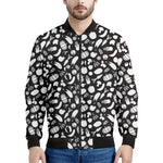 Blue And White Vegan Pattern Print Men's Bomber Jacket