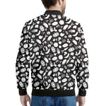 Blue And White Vegan Pattern Print Men's Bomber Jacket
